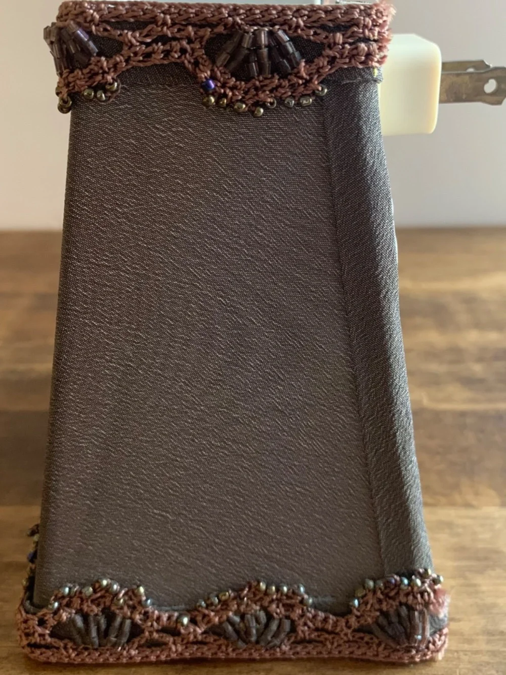 Vintage Beaded Fabric Nightlight Taupe Rotating Plug Z Gallerie